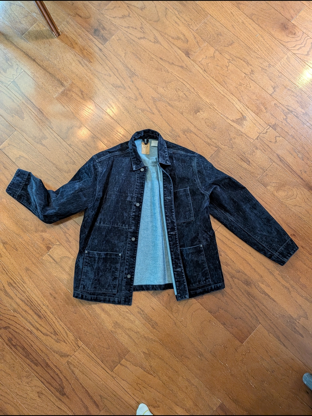 GAP Black Washed Denim Shirt Jacket